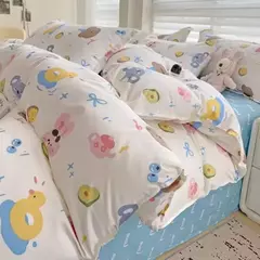 Conjunto de cama para meninas, capa de edredão, folha plana, fronha, sem enchimento, roupa de cama, macia, gêmea, completa, queen size, 3, 4pcs