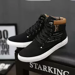 Sapato retrô de skate plataforma masculino, bota casual com renda, top alto, versão coreana, nova moda, outono, 2022