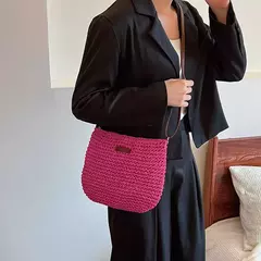 Imagem do Bolsas boêmias de praia de palha para mulheres, alta capacidade, bolsa de ombro artesanal, bolsas de tecido casual, bolsa