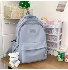 Mochila de grande capacidade para estudante, bolsa simples e versátil para menina, material poliéster unissex, decoração de boneca japonesa - Wolf Magazine