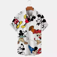 Camisa estampada Disney masculina, pato Donald, mickey mouse, moda verão, tendência de rua, boutique retrô, top unissex, novo