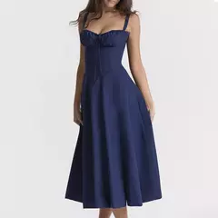 Vestido de verão estampado floral, Laço frontal feminino, Gola quadrada, Vestido de coxa dividido, Cinta de praia, Vestido de noite, Novo