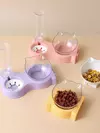 Tigela de comida para gatos, alimentador automático, tudo em um, tigela de comida para cães e gatos e fonte para beber, prato elevado