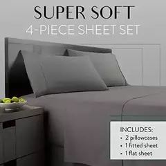 Luxuoso poliéster lençol Set, cama cor sólida Set para quarto ou quarto, 4 pcs na internet
