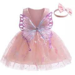 Imagem do Lzh-vestido de princesa com asa borboleta lantejoulas e bandana para meninas de 0 a 5 anos, 2 partes