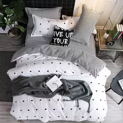 Conjunto de cama reversível Consolador, Preto e Branco Quilt Geométrica Capa com 2 Pillow Shams, Rainha e Rei Capa de Edredão, 3 PCs