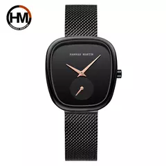 Relógio de pulso de quartzo oval estilo minimalista feminino, barril de vinho, ouro rosa, preto, cronômetro, elegante, 34mm, novo, 2023