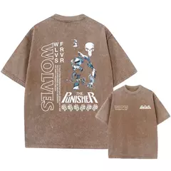 Lobos escuros Vintage lavados camisetas para homens, musculação em ginástica, roupas masculinas extragrandes, fitness no verão, treino - Wolf Magazine
