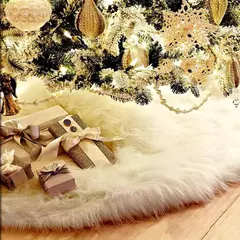 Saia de árvore de natal 48/78/90/122cm, presente de natal, saia de árvore de pele sintética branca para festa de feriado, cerimônia, decorações de árvore de natal - comprar online
