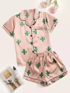 Conjunto de pijama de duas peças estampado leopardo feminino, shorts e top de manga curta, pijama cetim casual para casa, verão na internet