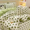 Conjunto de cama infantil com 3 peças, colcha rosa, capa de edredão floral vegetal, padrão de gato, desenhos animados fofos, conjunto de cama para meninas, decoração do quarto