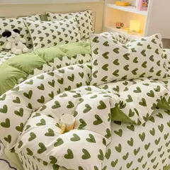 Conjunto de cama infantil com 3 peças, colcha rosa, capa de edredão floral vegetal, padrão de gato, desenhos animados fofos, conjunto de cama para meninas, decoração do quarto
