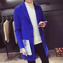 Imagem do Jaqueta corta-vento longa de algodão masculino, casaco de lã, slim fit, cor pura, casual, moda empresarial, roupa nova, outono, inverno, 2023