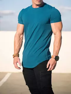 Imagem do Camiseta masculina de algodão manga curta, musculação, Athleisure, treino, camisa esportiva de ginástica, tops de alta qualidade, verão