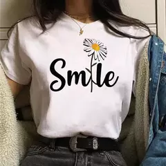 Imagem do Maycaur-t-shirt de manga curta com estampa em margarida para mulheres, harajuku, anos 90, streetwear, engraçado, bonito, verão