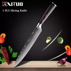 XITUO-Laser Damasco Padrão Facas de Cozinha Set, Faca Chef, Ultra-Sharp, Santoku, Cutelo, Corte, Utilidade, Fruta, 1-10pcs na internet