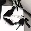 Bombas femininas com cordão e pérolas, salto alto nupcial, dedo apontado, sapatos de dança de festa, preto, design de marca, sexy, novo, verão, 2024