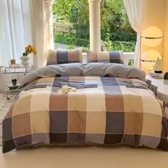 Xadrez Impresso Floral Bedding Set, Check Pattern, Cavalheiro, Capa de edredão, Fronha, Lençol, Quilt Cover, Single, Queen, King Size na internet