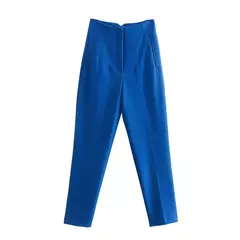 Willshela-Calça reta de cintura alta feminina, calça de zíper frontal, comprimento total, moda feminina chique, vintage - comprar online