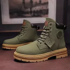 Botas casuais de cano alto masculinas, bota masculina de motocicleta, calçado de trabalho com renda, ruibarbo robusto, retrô, inverno - comprar online