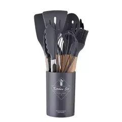 Conjunto De Panelas De Silicone Antiaderente, Utensílios De Cozinha, Espátula, Pá, Batedores De Ovo, Cabo De Madeira, Ferramenta De Cozinha, Utensílios De Cozinha, 12Pcs - Wolf Magazine