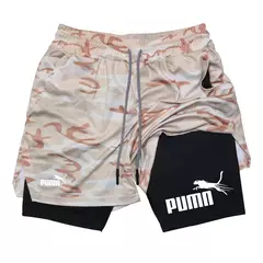 Calções de compressão de dupla camada respirável masculino, elásticos, de secagem rápida, multi-funcional, 2 em 1, verão, M-3XL na internet