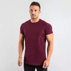 Camiseta masculina de algodão de manga curta, tops lisos, musculação T, corredores musculares, roupas de ginástica masculina, camisa slim fit, camisa fitness - comprar online