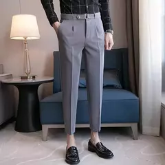 Calça formal de cintura alta masculina, roupa de negócios, calça para alfaiataria social, de qualidade luxuosa, preta, verão, 2022