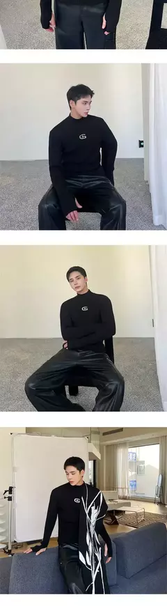 Iefb-suéter de malha personalizado masculino, pulôveres finos, tops estilo coreano, design de nicho, moda masculina, outono, inverno, novo, 9C2550