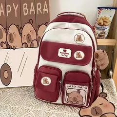 Grande Capacidade Capybara Schoolbag, alça ajustável, mochila versátil, saco de computador impermeável, estudante bonito - loja online