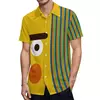 Camisas havaianas masculinas de verão, impressão 3D com listras padrão engraçado, camisas grandes soltas masculinas, roupas casuais de manga curta, moda