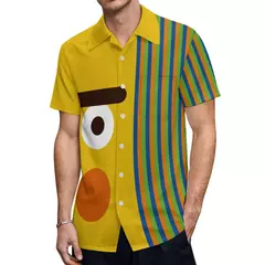 Camisas havaianas masculinas de verão, impressão 3D com listras padrão engraçado, camisas grandes soltas masculinas, roupas casuais de manga curta, moda