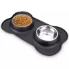 Tigela dupla antiderrapante para cães, com tapete de silicone, durável, aço inoxidável, alimentador de alimentos para animais de estimação, tigelas para cães e gatos