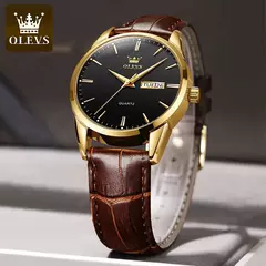 Olevs relógios de quartzo dos homens marca luxo casual moda relógio masculino para presentes couro respirável à prova dwaterproof água relógio de pulso luminoso - comprar online