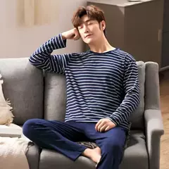 Conjunto de pijama de manga comprida masculino, macio, casual Homewear, primavera, outono, sono, descanso, casa, festa, novo, 2 peças na internet