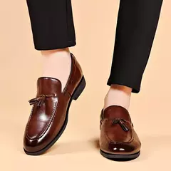 Estilo designer masculino deslizar sobre sapatos de couro, sapatos casuais de negócios, festa de casamento, novo, plus size