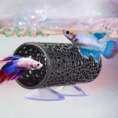 1 pc betta túnel de peixes brinquedo oco tubo de dormir com ventosa betta rede escondido tubo de descanso para decorações de tanque de peixes - loja online