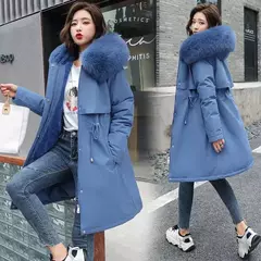 Parka longa e acolchoada feminina com forro de lã, jaqueta com capuz, gola de pele, quente, grossa, neve, roupas grandes, inverno - comprar online