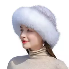 Chapéu de pele de vison genuíno para mulheres Boné de malha natural Gorros luxuosos Headwear de malha artesanal Pele de raposa real, moda inverno quente, nova - Wolf Magazine