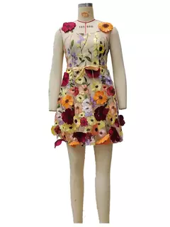 2024 novas roupas femininas europeu americano cross-border amazon estação independente bordado flor envoltório vestido sexy