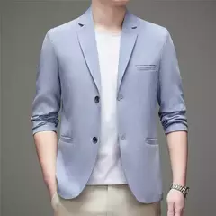 Jaqueta justa de manga comprida masculina, terno de negócios, blazers casuais, gola de casaco, terno diário, 3 cores opcionais, nova para primavera e outono na internet