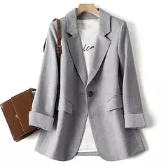 Blazer monocromático de manga comprida feminino, casaco casual, jaqueta de trabalho, escritório, negócio, novo, moda coreana, primavera, 2022 na internet