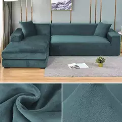 Tampa de veludo grosso do sofá para a sala de estar, tampa elástica, sofá de canto em forma L, estiramento, 1,2, 3,4 Seater