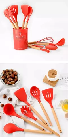 Produto comestível antiaderente silicone utensílios de cozinha turner espátula colher de madeira lidar com prático ferramenta de cozinha utensílios de cozinha na internet