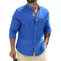 Camisas masculinas de algodão de manga comprida, camisas brancas, monocromáticas, streetwear de botão, respirável, negócios, outono - comprar online