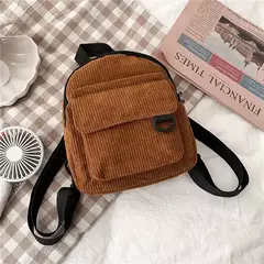 Mini mochila feminina, mochila escolar de veludo simples pequena, grande capacidade, mochila feminina durável, monocromática, casual, viajando, moda - Wolf Magazine