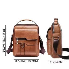 Imagem do Bolsa de Ombro de Couro PU para Homens, Bolsas Crossbody, Business Flap, Mala Mensageiro Sólida Masculina, Bolsa de Viagem para iPad, 9.7 ", Brand
