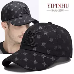 Imagem do Boné de beisebol masculino estampado na moda, todo preto, tudo combina, maré de rua, marca pica, chapéu masculino, verão