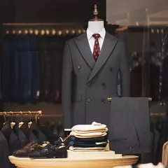 Fato de trespassado estilo britânico masculino, negócio formal, slim fit, smoking casual, festa de casamento, conjunto de 3 peças na internet