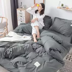 Conjunto de cama japonês simples para mulheres, cama de linho, lençol plano, fronha, linho, gêmeo completo e queen, rosa, monocromático e poliéster - comprar online